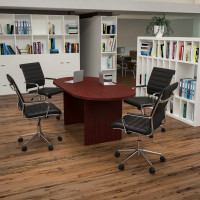 Flash Furniture BLN-6GCMHG595M-BK-GG 5 Piece Mahogany Oval Conference Table Set with 4 Black LeatherSoft Ribbed Executive Chairs