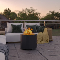 Flash Furniture BLN-HY-B-2201FP-02PC-19-5-BK-GG Titus Commercial Grade 19.5 inch Smokeless Outdoor Firepit, Natural Wood Burning Portable Fire Pit With Waterproof Cover, Black