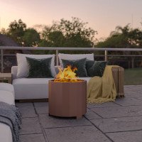 Flash Furniture BLN-HY-B-2201FP-02PC-19-5-BRZ-GG Titus Commercial Grade 19.5 inch Smokeless Outdoor Firepit, Natural Wood Burning Portable Fire Pit With Waterproof Cover, Bronze