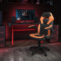 Flash Furniture BLN-X10RSG1030-OR-GG Red Gaming Desk and Orange/Black Racing Chair Set with Cup Holder and Headphone Hook