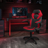 Flash Furniture BLN-X10RSG1030-RD-GG Red Gaming Desk and Red/Black Racing Chair Set with Cup Holder and Headphone Hook