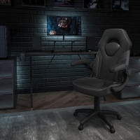 Flash Furniture BLN-X10RSG1031-BK-GG Black Gaming Desk and Black Racing Chair Set with Cup Holder, Headphone Hook, and Monitor/Smartphone Stand