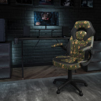 Flash Furniture BLN-X10RSG1031-CAM-GG Black Gaming Desk and Camouflage/Black Racing Chair Set with Cup Holder, Headphone Hook, and Monitor/Smartphone Stand
