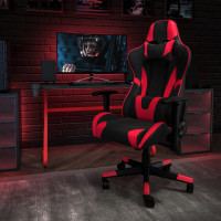 Flash Furniture BLN-X20RSG1030-RD-GG Red Gaming Desk and Red/Black Reclining Gaming Chair Set with Cup Holder and Headphone Hook