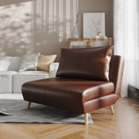 Flash Furniture BO-BS-BS031-BRN-GG Shaw Convertible Tri-Fold Sleeper Chair with Pillow - Multifunctional Adjustable Sleeper - Channel Stitching - Hideaway Legs - Brown LeatherSoft
