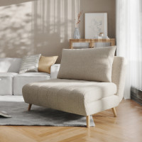 Flash Furniture BO-BS-BS031-CRMBCL-GG Shaw Convertible Tri-Fold Chair with Pillow - Multifunctional Adjustable Sleeper - Channel Stitching-Removable Legs - Cream Boucle