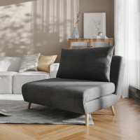 Flash Furniture BO-BS-BS031-DKGRY-GG Shaw Convertible Tri-Fold Sleeper Chair with Pillow, Multifunctional Adjustable Sleeper with Channel Stitching and Hideaway Legs in Dark Gray