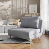 Flash Furniture BO-BS-BS031-LTGRY-GG Shaw Convertible Tri-Fold Sleeper Chair with Pillow, Multifunctional Adjustable Sleeper with Channel Stitching and Hideaway Legs in Light Gray