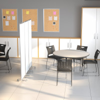 Flash Furniture BR-PTT001-3-M-60183-GG Mobile Magnetic Whiteboard Partition with Lockable Casters, 72