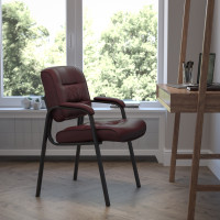 Flash Furniture Burgundy Leather Guest / Reception Chair with Black Frame Finish BT-1404-BURG-GG