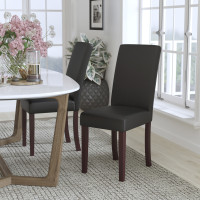Flash Furniture Black Leather Parson’s Chair with Mahogany Finished Legs BT-350-BK-LEA-023-GG
