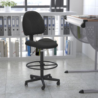 Flash Furniture Black Patterned Fabric Ergonomic Drafting Stool (Adjustable Range 26’’-30.5’’H or 22.5’’-27’’H) BT-659-BLK-GG
