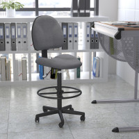Flash Furniture Gray Fabric Ergonomic Drafting Stool (Adjustable Range 26’’- 30.5’’H or 22.5’’- 27’’H) BT-659-GRY-GG