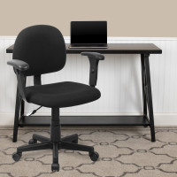 Flash Furniture Mid-Back Ergonomic Black Fabric Task Chair with Adjustable Arms BT-660-1-BK-GG