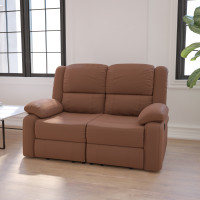 Flash Furniture BT-70597-LS-BN-MIC-GG Harmony Series Chocolate Brown Microfiber Loveseat with Two Built-In Recliners 