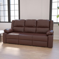 Flash Furniture BT-70597-SOF-BN-GG Harmony Series Brown Leather Sofa with Two Built-In Recliners 