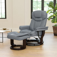 Flash Furniture BT-7821-GY-GG Allie Recliner Chair with Ottoman | Gray LeatherSoft Swivel Recliner Chair with Ottoman Footrest