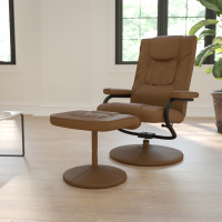 Flash Furniture Contemporary Palimino Leather Recliner and Ottoman with Leather Wrapped Base BT-7862-PALIMINO-GG