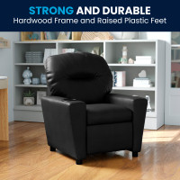 Flash Furniture Contemporary Kids' Black Leather Recliner with Cup Holder BT-7950-KID-BK-LEA-GG