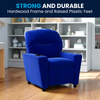 Flash Furniture Contemporary Kids' Blue Microfiber Recliner with Cup Holder BT-7950-KID-MIC-BLUE-GG