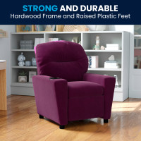 Flash Furniture Contemporary Kids' Purple Microfiber Recliner with Cup Holder BT-7950-KID-MIC-PUR-GG