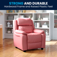 Flash Furniture Kids' Pink Vinyl-PU Storage, Recliner with Cup Holder BT-7985-KID-PINK-GG