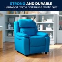 Flash Furniture Kids' Turquoise Vinyl-PU Storage, Recliner BT-7985-KID-TURQ-GG
