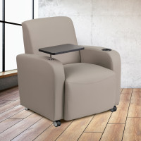 Flash Furniture BT-8217-GV-CS-GG Gray Leather Guest Chair with Tablet Arm