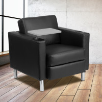 Flash Furniture BT-8219-BK-GG Black Leather Guest Chair with Tablet Arm