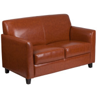 Flash Furniture BT-827-2-CG-GG Hercules Diplomat Series Bonded Leather Loveseat in Cognac