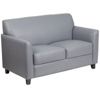 Flash Furniture BT-827-2-GY-GG Hercules Diplomat Series Leather Loveseat in Grey