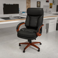 Flash Furniture BT-90171H-S-GG High Back Black Leather Executive Swivel Office Chair with Synchro-Tilt Mechanism