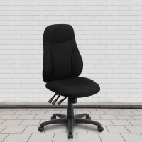 Flash Furniture BT-90297H-GG High Back Black Fabric Multi-Functional Ergonomic Chair