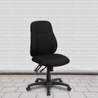 Flash Furniture BT-90297M-GG Mid-Back Black Fabric Multi-Functional Ergonomic Chair