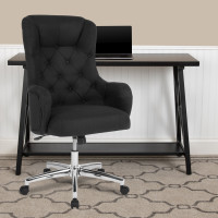 Flash Furniture BT-90557H-BLK-F-GG Chambord Home and Office Upholstered High Back Chair in Black Fabric 