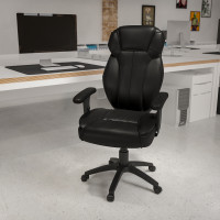 Flash Furniture High Back Black Leather Executive Office Chair with Triple Paddle Control BT-9835H-GG