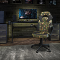 Flash Furniture CH-00095-CAM-GG X10 Gaming Chair Racing Office Ergonomic Computer PC Adjustable Swivel Chair with Flip-up Arms, Camouflage/Black LeatherSoft
