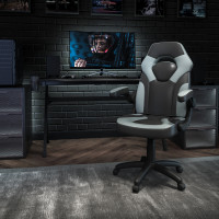 Flash Furniture CH-00095-GY-GG X10 Gaming Chair Racing Office Ergonomic Computer PC Adjustable Swivel Chair with Flip-up Arms, Gray/Black LeatherSoft