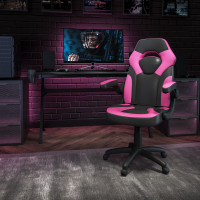 Flash Furniture CH-00095-PK-GG X10 Gaming Chair Racing Office Ergonomic Computer PC Adjustable Swivel Chair with Flip-up Arms, Pink/Black LeatherSoft