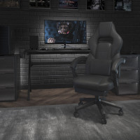 Flash Furniture CH-00288-BK-BK-GG X40 Gaming Chair Racing Ergonomic Computer Chair with Fully Reclining Back/Arms, Slide-Out Footrest, Massaging Lumbar - Black
