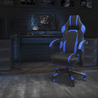 Flash Furniture CH-00288-BL-GG X40 Gaming Chair Racing Ergonomic Computer Chair with Fully Reclining Back/Arms, Slide-Out Footrest, Massaging Lumbar - Black/Blue