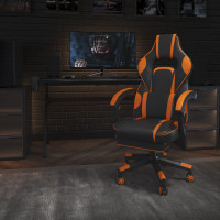 Flash Furniture CH-00288-OR-GG X40 Gaming Chair Racing Ergonomic Computer Chair with Fully Reclining Back/Arms, Slide-Out Footrest, Massaging Lumbar - Black/Orange