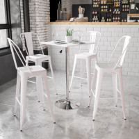 Flash Furniture CH-1-GG 23.75" Square Adjustable Height White Wood Table