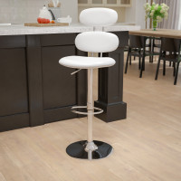 Flash Furniture CH-112280-WH-GG Contemporary White Vinyl Adjustable Height Barstool