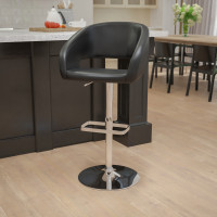 Flash Furniture CH-122070-BK-GG Contemporary Black Vinyl Adjustable Height Barstool