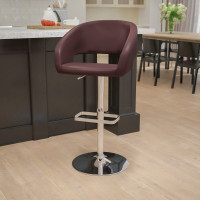 Flash Furniture CH-122070-BRN-GG Contemporary Brown Vinyl Adjustable Height Barstool