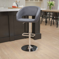 Flash Furniture CH-122070-GY-GG Contemporary Gray Vinyl Adjustable Height Barstool