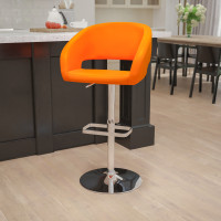 Flash Furniture CH-122070-ORG-GG Contemporary Orange Vinyl Adjustable Height Barstool