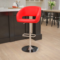 Flash Furniture CH-122070-RED-GG Contemporary Red Vinyl Adjustable Height Barstool