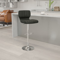Flash Furniture CH-132330-BK-GG Contemporary Black Vinyl Adjustable Height Barstool